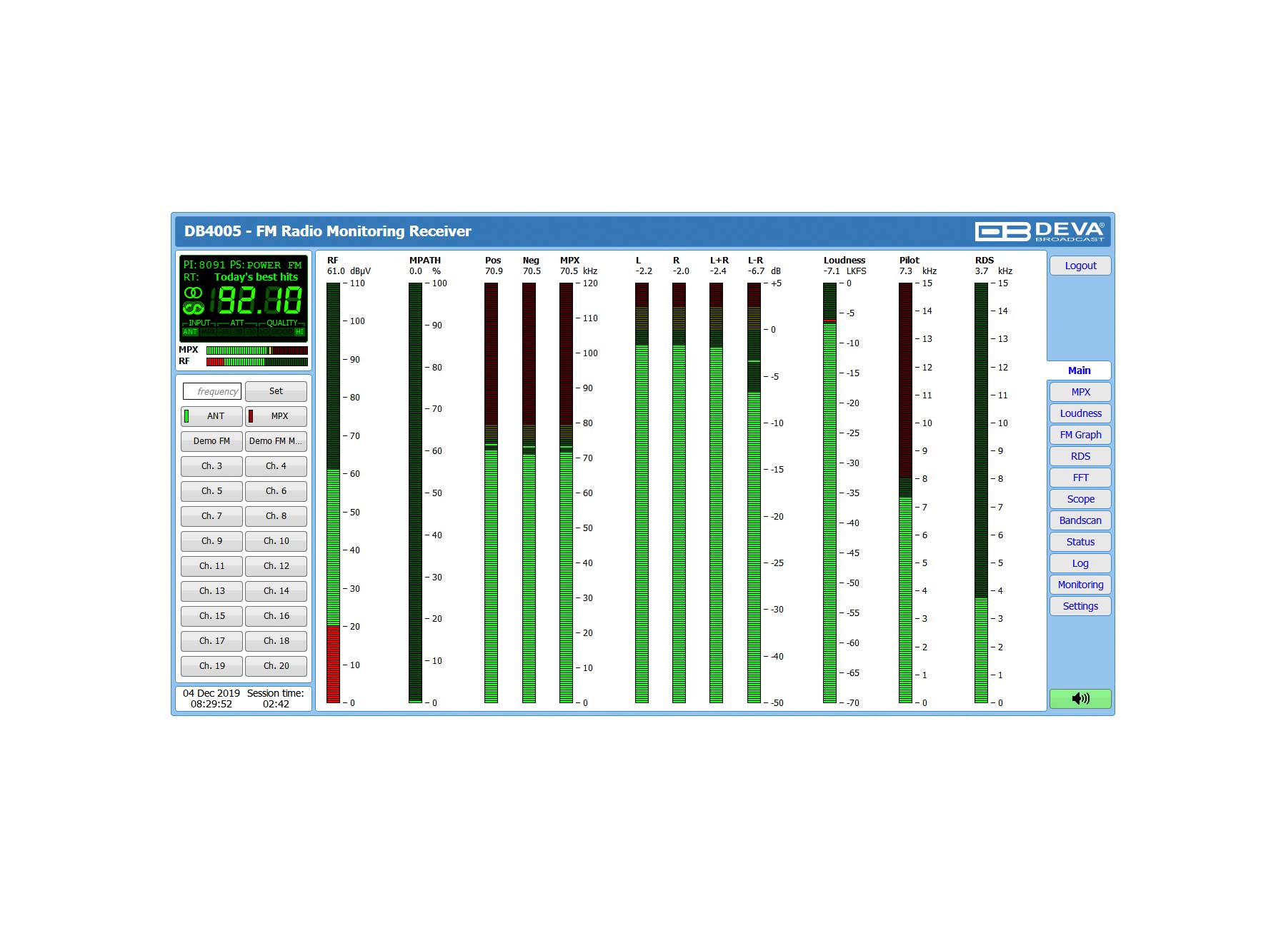 DEVA DB4005 Web Interface