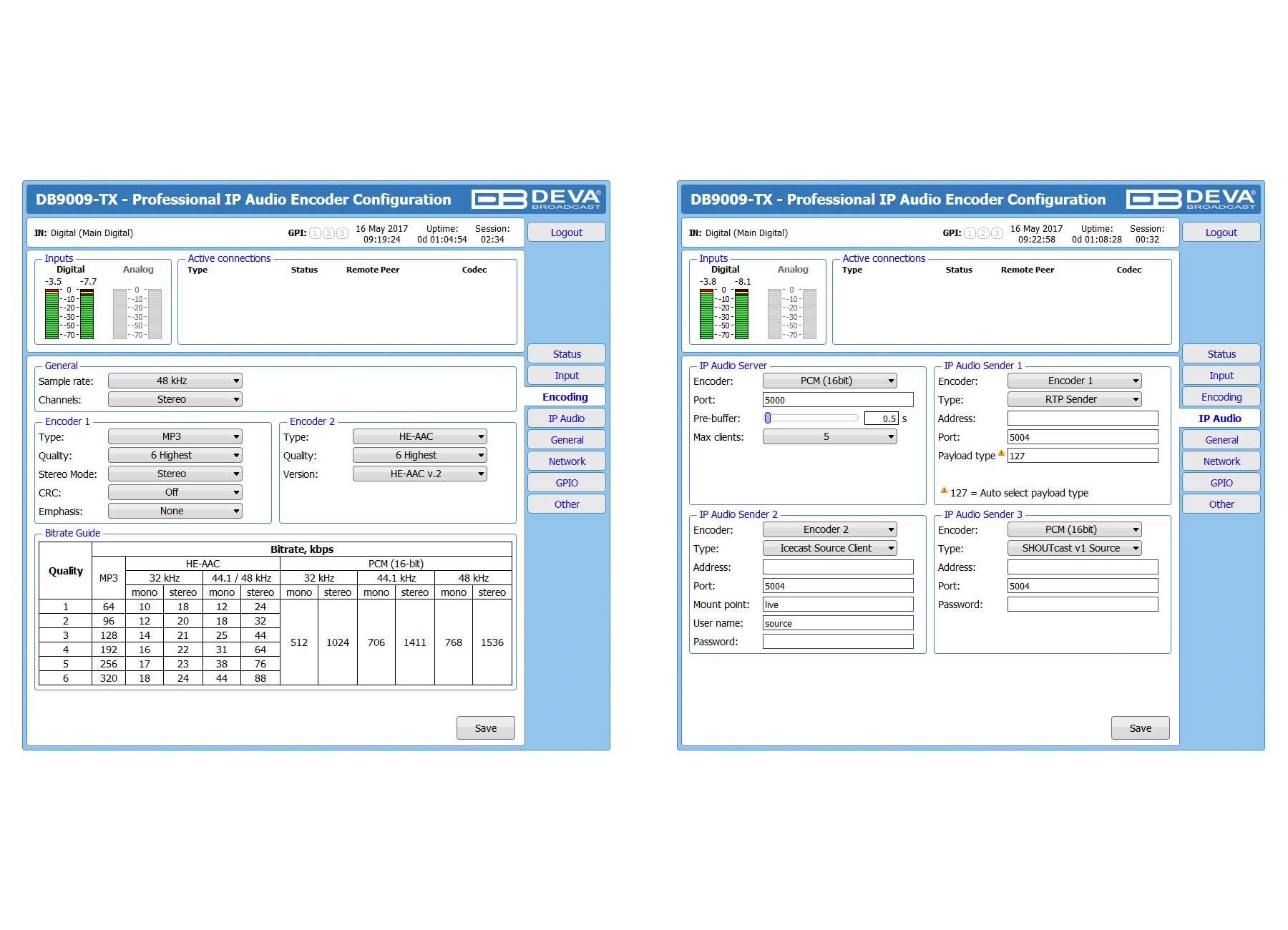 DEVA DB 9009-TX Web Interface